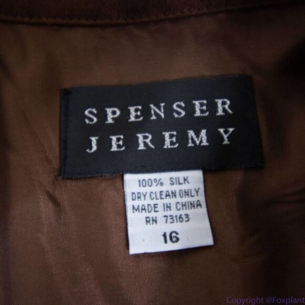 Vintage Spenser Jeremy 100% silk button down short‎ sleeves brown midi dress, 16 - Picture 16 of 16
